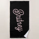 Modern Black Blush Dusty Pink Monogram Naam Strandlaken (Voorkant)