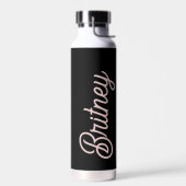 Modern Black Blush Dusty Pink Monogram Naam Waterfles (Links)