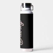 Modern Black Blush Dusty Pink Monogram Naam Waterfles (Achterkant)