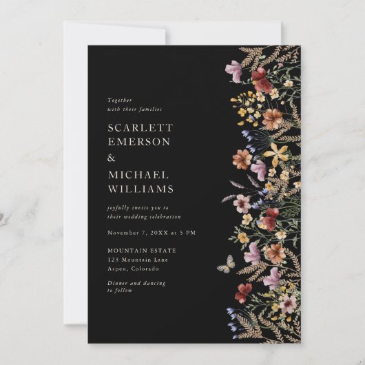 Modern Black Boho Wedding Kaart (Voorkant)