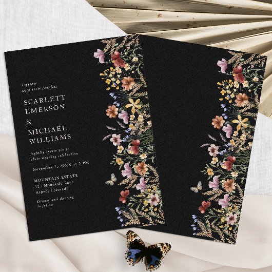 Modern Black Boho Wedding Kaart