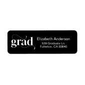 Modern Black Bold Graduation Invitation Return  Etiket (Voorkant)