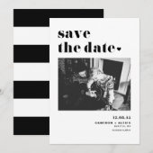 Modern Black Bold Typografie met hartfoto Save The Date (Voorkant / Achterkant)