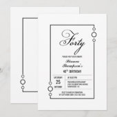 Modern Black Border 40e verjaardagsfeestje Kaart (Voorkant / Achterkant)