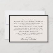 Modern Black Border Ivory Wedding Thank You Card Kaart (Achterkant)