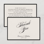 Modern Black Border Ivory Wedding Thank You Card Kaart (Voorkant / Achterkant)