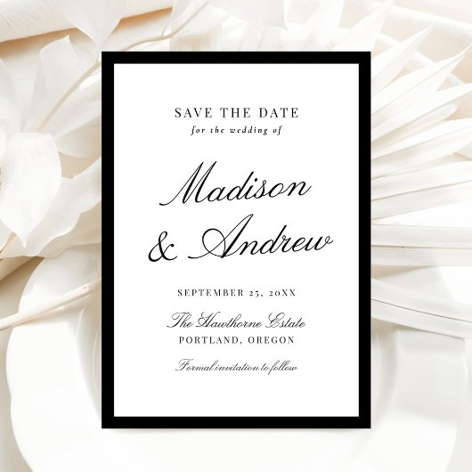 Modern Black Border Photo Wedding Save The Date