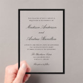 Modern Black Border Wedding Acryl Uitnodigingen (Insitu (Draagbaar))