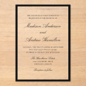 Modern Black Border Wedding Acryl Uitnodigingen (Voorkant)