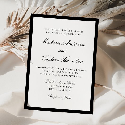 Modern Black Border Wedding Kaart