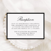 Modern Black Border Wedding Reception Informatiekaartje