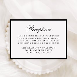 Modern Black Border Wedding Reception Informatiekaartje