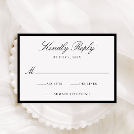 Modern Black Border Wedding RSVP Kaartje