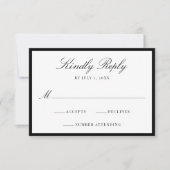 Modern Black Border Wedding RSVP Kaartje (Voorkant)