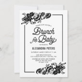 Modern Black Botanical Baby shower Brunch Kaart (Voorkant)