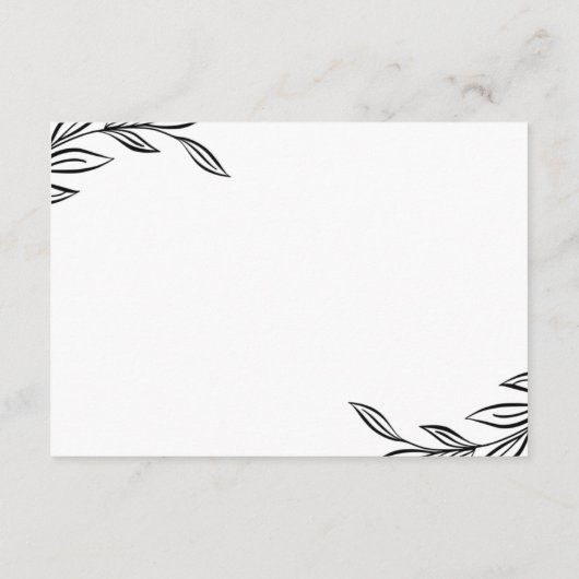 Modern Black Botanical Wedding Guest Details Kaart (Achterkant)
