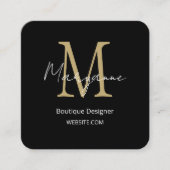 Modern Black Boutique Designer Vierkante Visitekaartje (Voorkant)