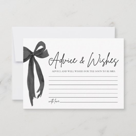 Modern Black Bow Advies & Wishes Vrijgezellenfeest Kaart (Voorkant)