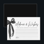 Modern Black Bow Advies & Wishes Vrijgezellenfeest Kaart<br><div class="desc">🖤 Deel lieve woorden en oprechte adviezen met deze Modern Black Bow Advice & Wishes Kaart - een tijdloze toevoeging aan elk elegant vrijgezellenfeest. Met een chique zwarte strik en een minimalistische lay-out, nodigt deze kaart gasten uit om doordachte berichten en goede wensen voor de aanstaande bruid achter te laten....</div>