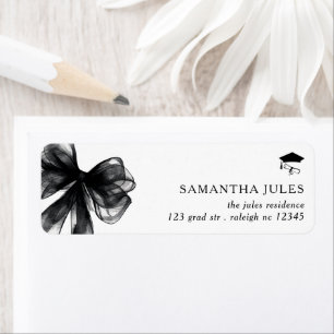 Modern Black Bow Afstuderen Retouradres Etiket