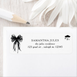 Modern Black Bow Afstuderen Retouradres Etiket