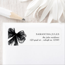 Modern Black Bow Afstuderen Retouradres Etiket