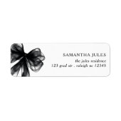 Modern Black Bow Afstuderen Retouradres Etiket (Voorkant)