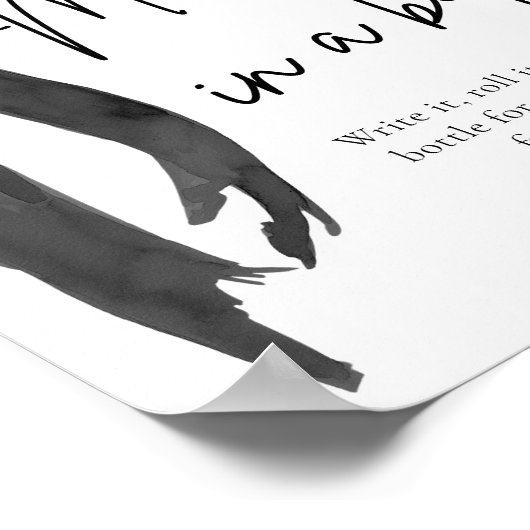 Modern Black Bow bericht in een fles teken spel Poster (Hoek)