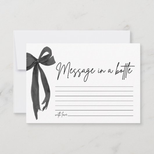 Modern Black Bow bericht in een Kaart van een fles (Voorkant)