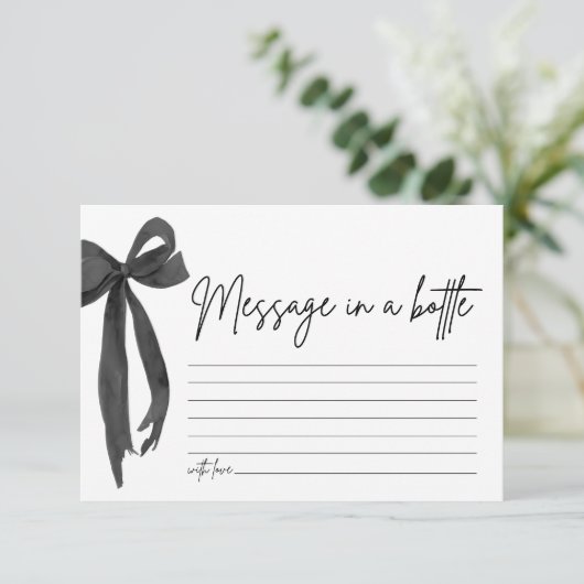 Modern Black Bow bericht in een Kaart van een fles (Staand voorkant)