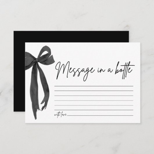 Modern Black Bow bericht in een Kaart van een fles (Voorkant / Achterkant)