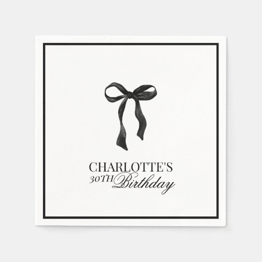 Modern Black Bow Birthday Servet (Voorkant)