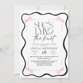 Modern Black Bow  Bridal Shower Invitation Kaart (Voorkant)