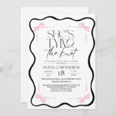 Modern Black Bow  Bridal Shower Invitation Kaart (Voorkant / Achterkant)