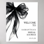 Modern Black Bow Bridal Shower Welcome Sign Poster (Voorkant)