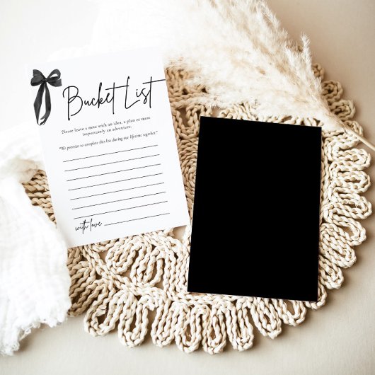 Modern Black Bow Bucket List Vrijgezellenfeest spe Kaart