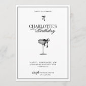 Modern Black Bow Champagne Birthday Invitation Kaart (Voorkant)