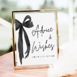 Modern Black Bow Coquette Advies en Wishes Sign Poster<br><div class="desc">Het Modern Black Bow Coquette Advies and Wishes Sign is een chique en elegante toevoeging aan uw vrijgezellenfeest- of vrijgezellenfeest. Met een strak ontwerp van de zwarte strik met een vleugje coquette charme, nodigt dit bord gasten uit om hun oprechte advies en goede wensen voor de aanstaande bruid te delen....</div>