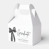 Modern Black Bow Coquette Afstuderen Afstuderen Bedankdoosjes (Achterkant)