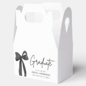 Modern Black Bow Coquette Afstuderen Afstuderen Bedankdoosjes (Geopend)