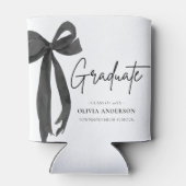 Modern Black Bow Coquette Afstuderen Afstuderen Blikjeskoeler (Achterkant)