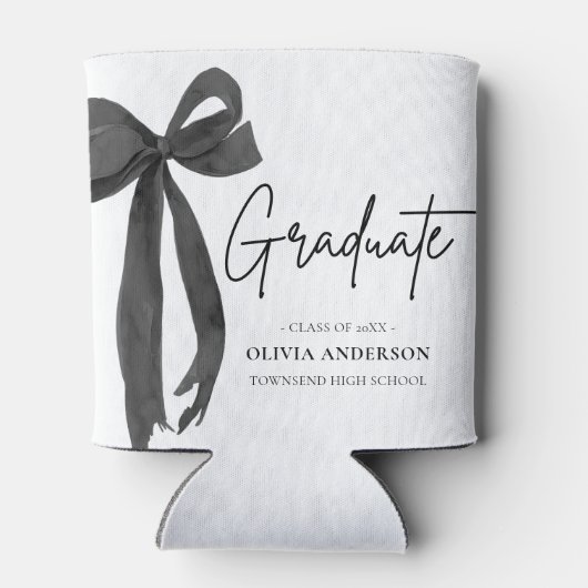 Modern Black Bow Coquette Afstuderen Afstuderen Blikjeskoeler (Achterkant)