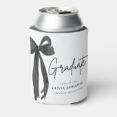 Modern Black Bow Coquette Afstuderen Afstuderen Blikjeskoeler (Blikje Achterkant)