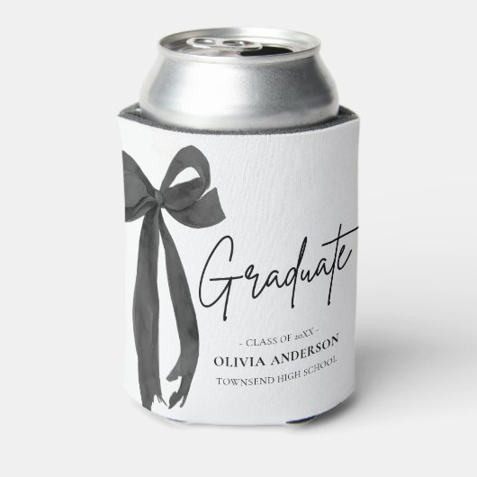 Modern Black Bow Coquette Afstuderen Afstuderen Blikjeskoeler (Blikje Achterkant)