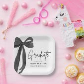 Modern Black Bow Coquette Afstuderen Afstuderen Papieren Bordje (Feest)