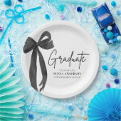 Modern Black Bow Coquette Afstuderen Afstuderen Papieren Bordje (Feest)