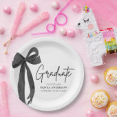 Modern Black Bow Coquette Afstuderen Afstuderen Papieren Bordje (Feest)