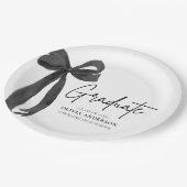 Modern Black Bow Coquette Afstuderen Afstuderen Papieren Bordje (Gekanteld)