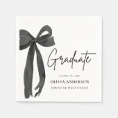 Modern Black Bow Coquette Afstuderen Afstuderen Servet (Voorkant)