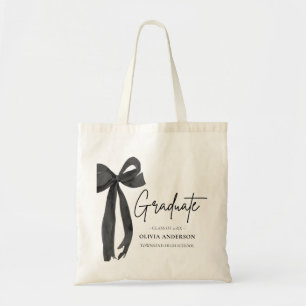 Modern Black Bow Coquette Afstuderen Afstuderen Tote Bag